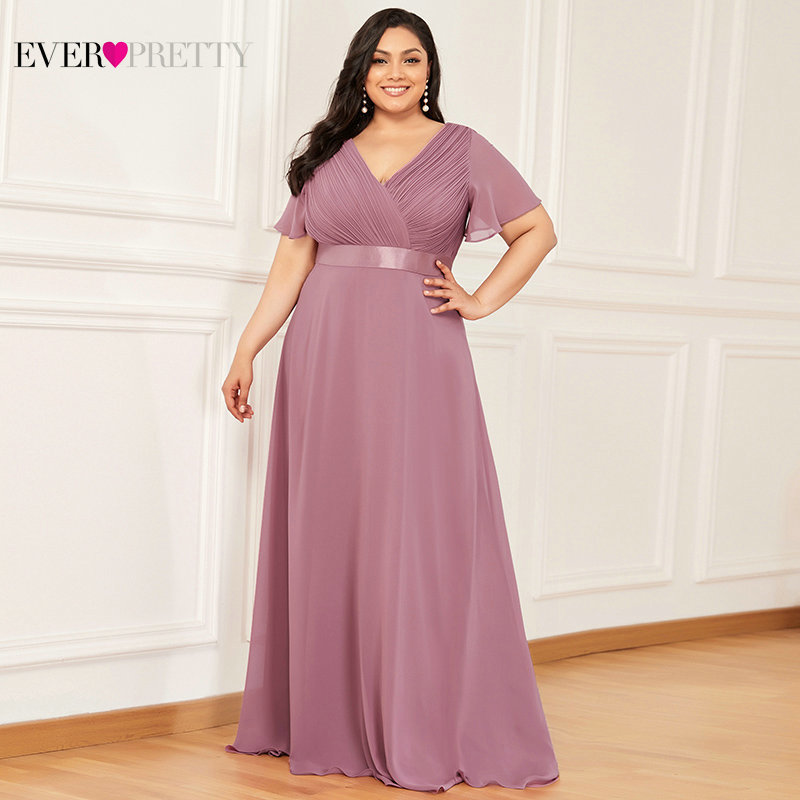 

Plus Size Evening Dresses Long Ever Pretty Elegant A Line V Neck Ruffles Chiffon Formal Wedding Party Dress Robe De Soiree 2021, Black