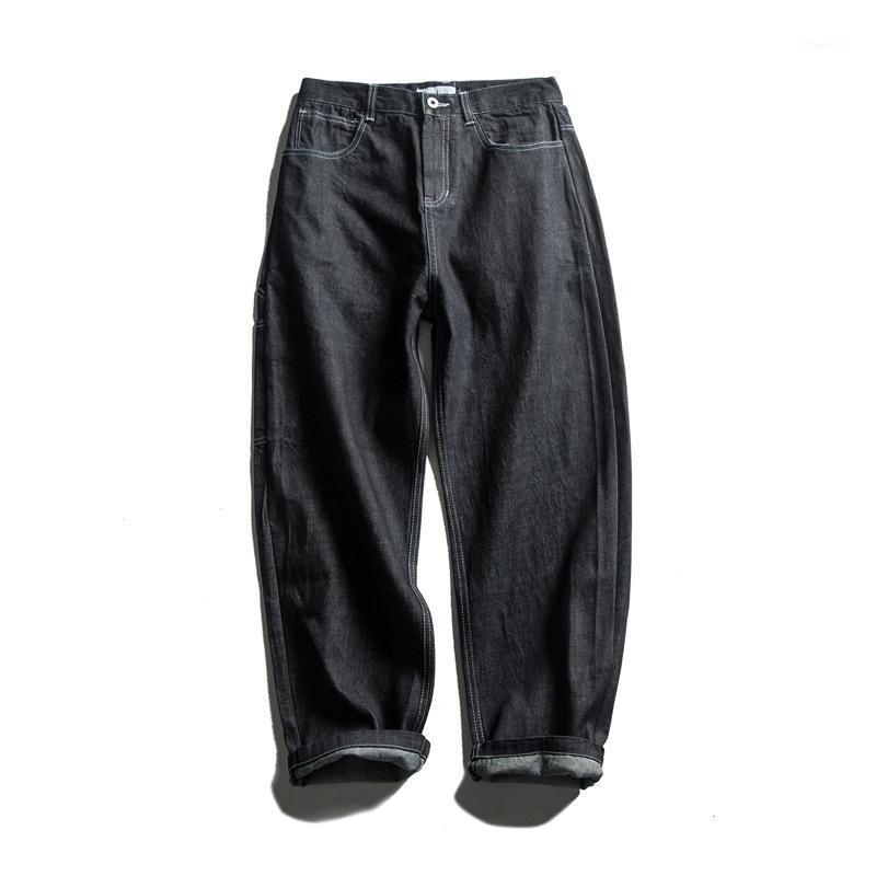 

Wuhang Spring Tooling Pocket Black Jeans Men' Trend Straight Loose Casual Pants