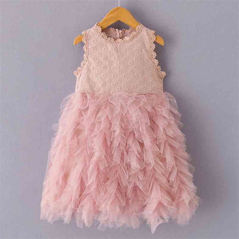 

Girls Party Dress Summer Kids Girl Princess es Layered Lovely Costumes Children Outfits Clothing 3 7Y 210429, Ax937-pink