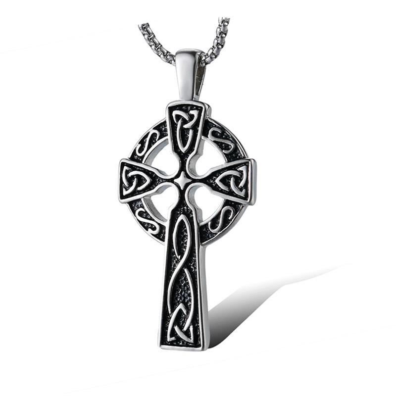

Pendant Necklaces Vintage Viking Irish Concentric Knot Cross Necklace For Men Retro Lrish Celtics Religious Male Jewelry 24Inch