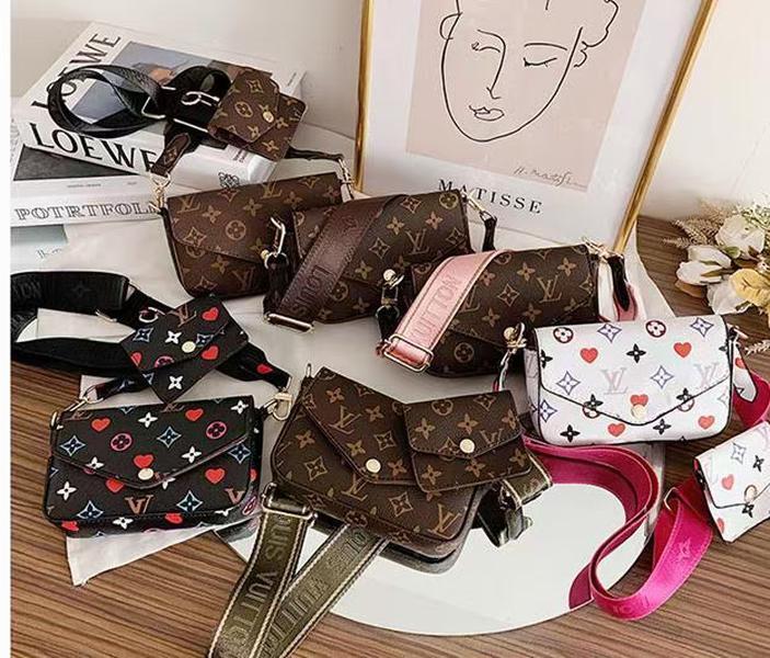 

2021 Vitton Pochette Felicie Trio Shoulder Bags + Purses old flower Designers Luxurys Women Crossbody Messenger Bag Vutton Ladies Handbags