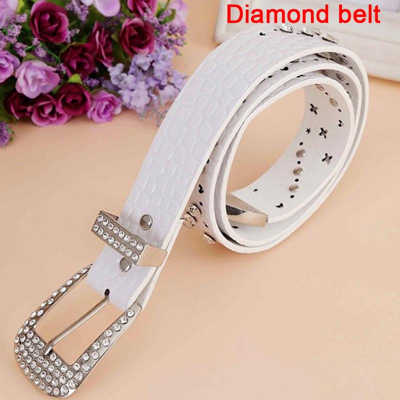 

Fashion Rhinestone Belts For Women Luxury Faux Leather Belt High Quality, Black;brown