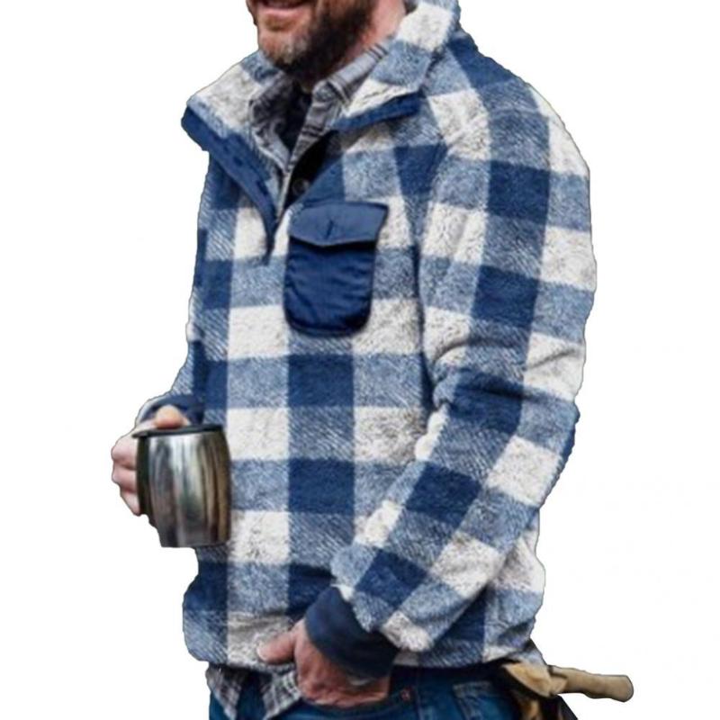 

Men's Hoodies & Sweatshirts Men Sweatshirt Classic Elastic Cuffs Turn-down Collar Fluffy Pullover Long Sleeve Autumn Winter Thicken Plush, Green