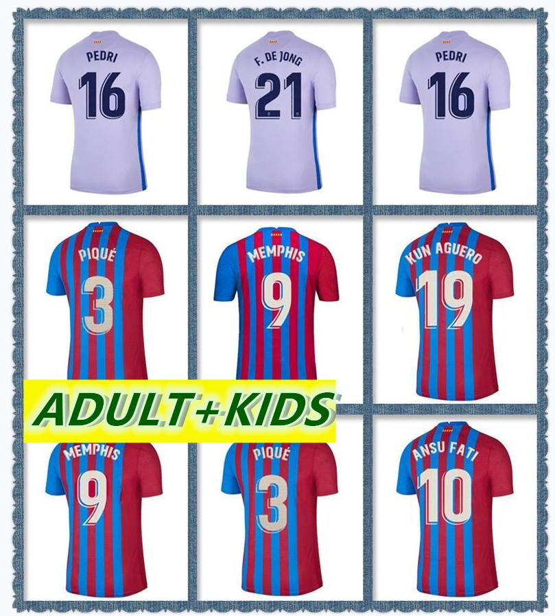 

Men+kids kit socks soccer jersey BARCA 20 21 ANSU FATI 2021 GRIEZMANN F.DE JONG Clasico Fourth football shirt men, Kids size