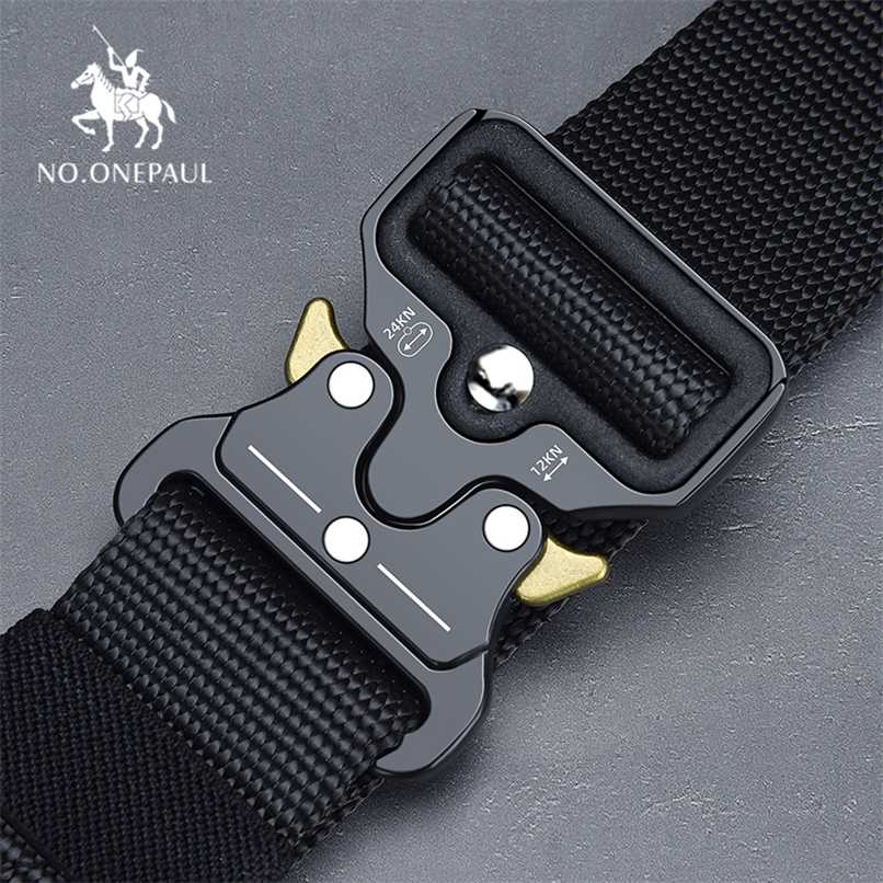 

Nylon Tactical belt Military high quality men's training belt metal multifunctional buckle outdoor Battle sports Alloy 211215, Black