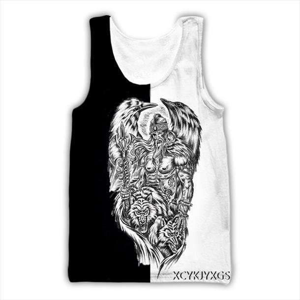 

viking warrior tattoo 3d print causal clothing fashion men women vest size  7xl mesh top, White;black
