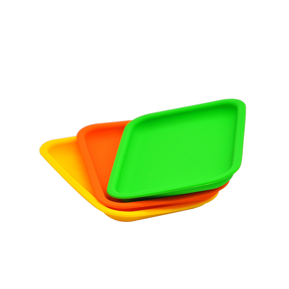 

Silicone Tray Plastic Rolling Trays Smoking Accessories 20x14.6cm S Size Small Hand Roller Roll Tin Pure Color Case Handroller 3 Colors