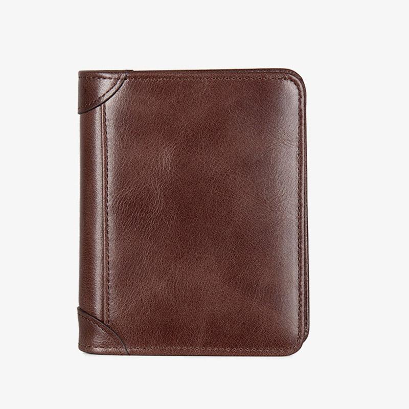 

Wallets Soft Genuine Leather Wallet Men Vintage Casual Zipper Coin Purse With Bank Card Holder Short For Male, Brown