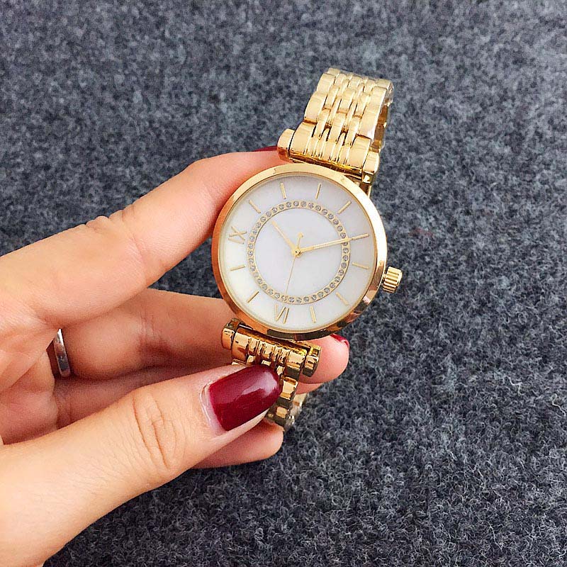 

Brand Watches women Lady girl crystal style Metal steel band Quartz Wrist Watch AR02, Gold silver
