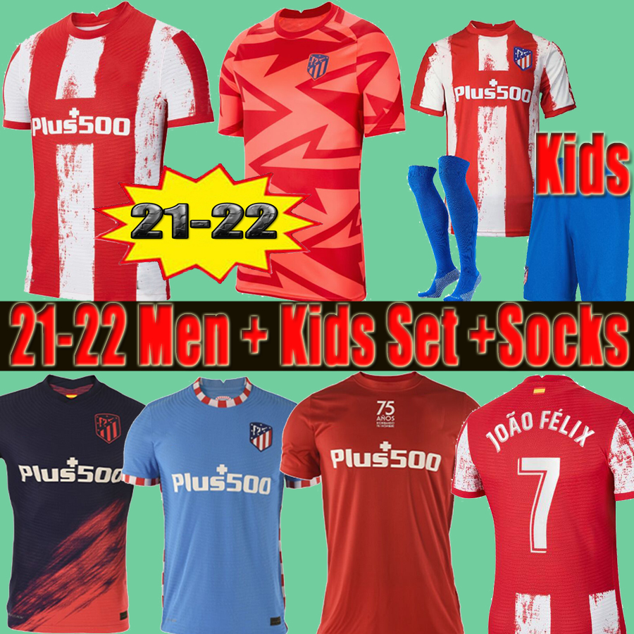 

21 22 JOÃO FÉLIX Atletico Soccer Jerseys de Madrid pre match training shirts 2021 2022 Suarez CORREA KOKE Dembélé Carrasco M.LLORENTE Men Kids Kit football jersey, Kids 21 22 home