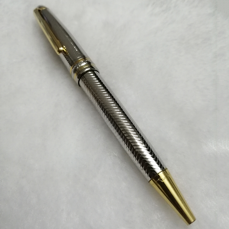 

Classic Silver 163 Ballpoint Pen With Serial Number School Office Stationery Luxury Writing Refill Pens For Business Gift, As picture shw