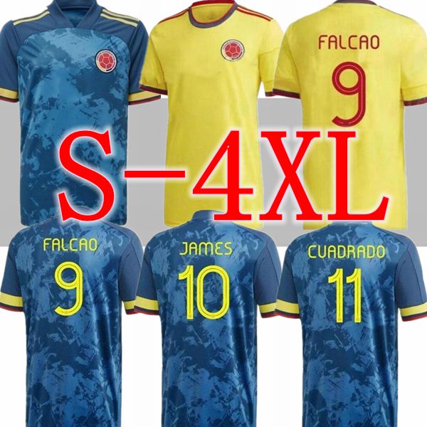 

S-4XL Adult shirt Colombia Home Away soccer jersey kids kit 2020 2021 JAMES colombia football shirt 20 21 FALCAO Camiseta de futbol maillot, Black