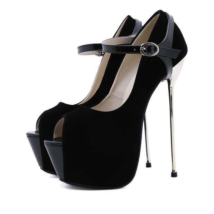 

Dress Shoes 2021 Spring And Summer Super High Heels 16cm Night Platform Stiletto Sexy All-match Fish Mouth Single Women, Black
