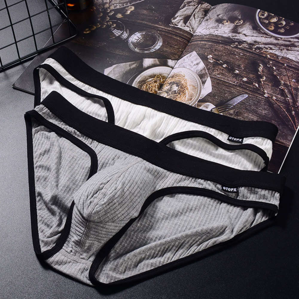 

Gtopx men's thread modal low waist sexy underwear large bag u-briefs, Black;white