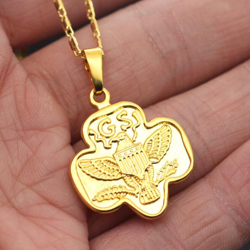 

Pendant Necklaces Personality Gold Plated USA Bald Eagle Necklace For Men Women Motorcycle Party Biker Animal Long Chain Hip Hop Jewelry, Silver