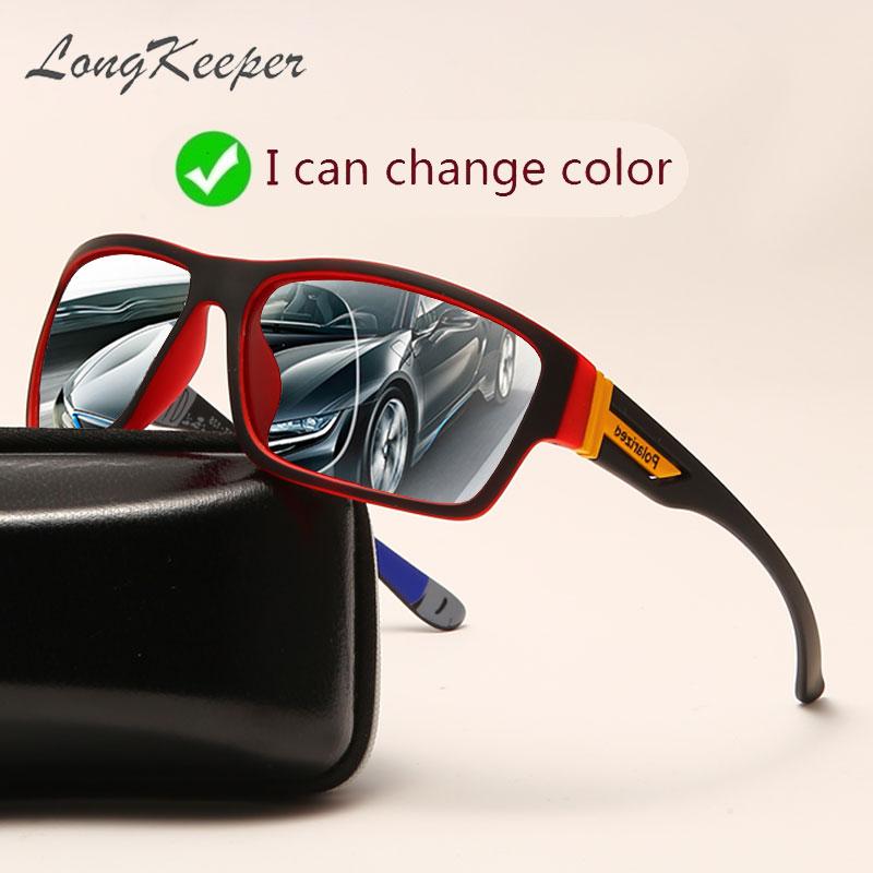 

Sunglasses Square Pochromic Men Outdoor Driving Change Color Lens Sun Glasses UV400 Goggles Masculino, White;black