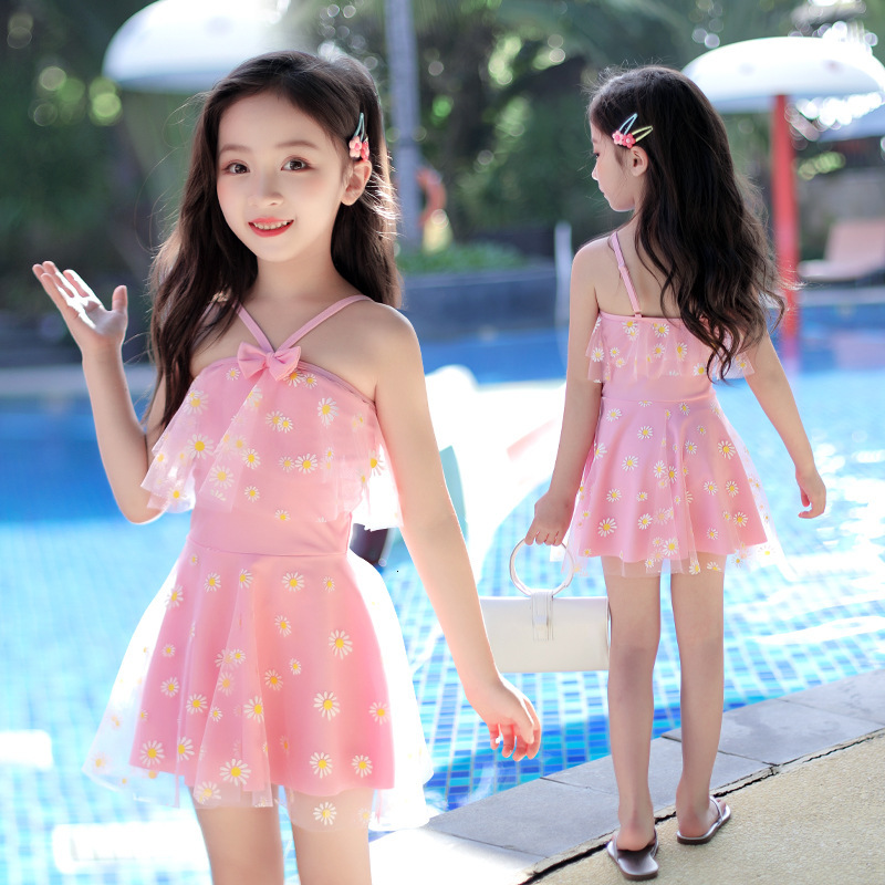 one piece skirt girl's baby princess 2020 New Cute middle and large Children's swimsuit-image-671916477
