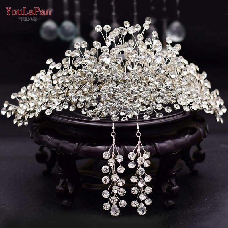 

Headpieces YouLaPan HP376 Cathedral Bridal Tiara Wedding Big Hair Accessories Luxurious Full Rhinestone Headband For Women Bride Headwear