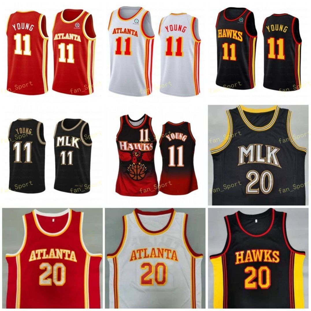 

City Earned Edition Trae #11 Young Basketball Jerseys De'andre 12 Hunter John 20 Collins Men Stitched Size S-3XL Black White Red, Black;red