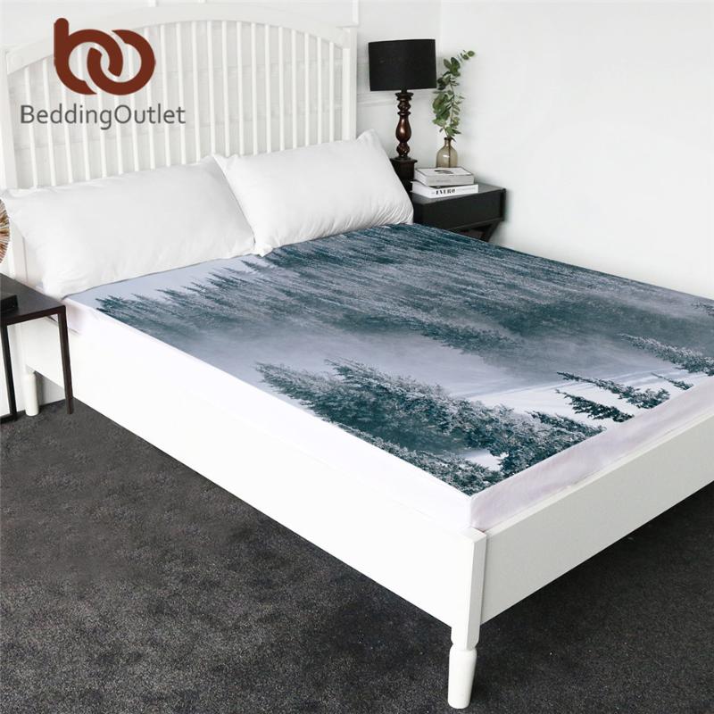 

Sheets & Sets BeddingOutlet Forest Topper Bed Sheet Coniferous Tree Microfiber Fitted Queen Frost Plants Deep Mattress Dropship