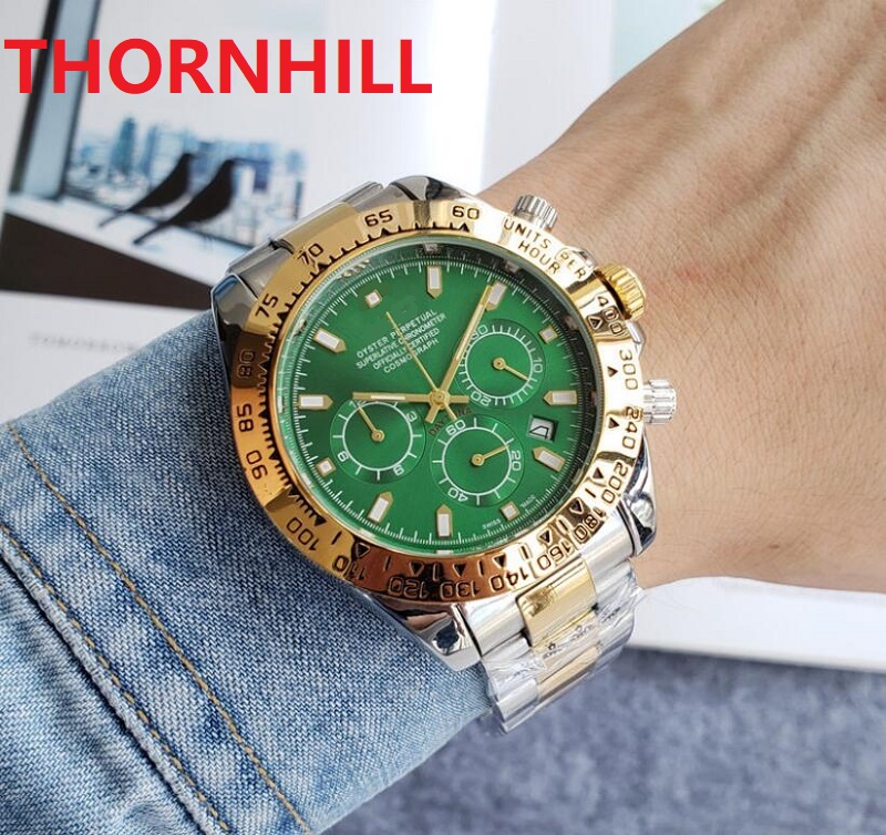 

On sale luxury quartz mens full functional watches 42mm fashion six pins day date men designer watch stopwatch gift stainless steel wristwatch, As pic