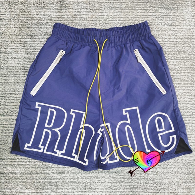

Blue Rhude SHORTS Men Women 1:1 High Quality Board Shorts Inside Mesh Breeches Oversize