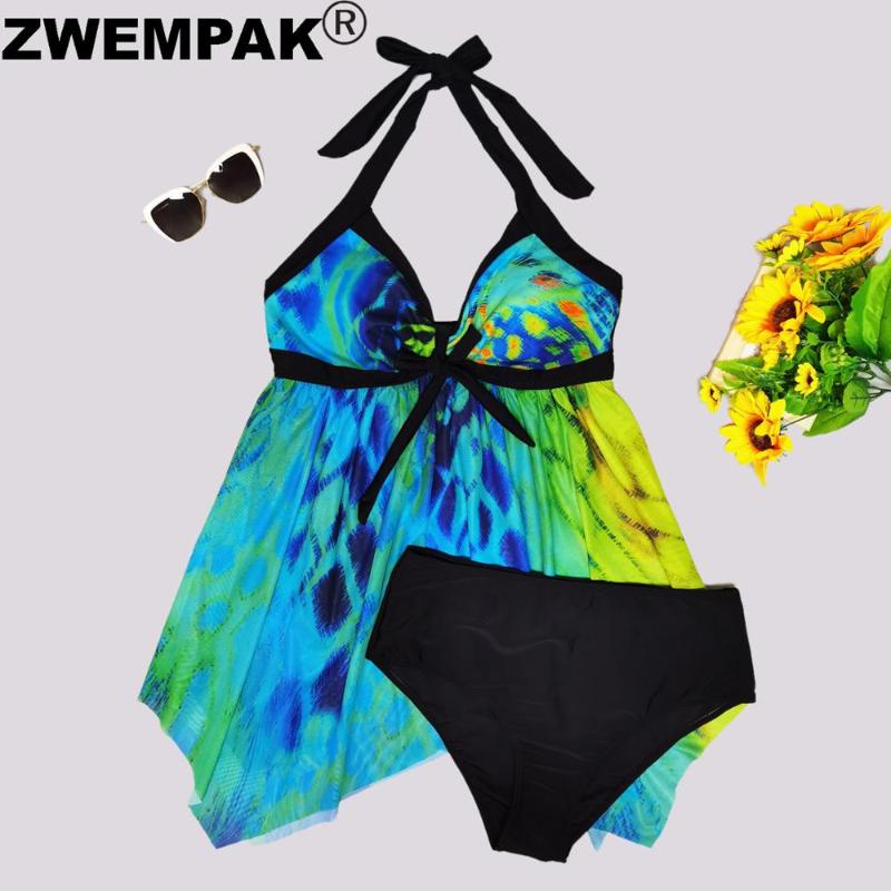 

Ladies Digital Gradient Printed Swimsuit Bandage Halter Top Swimwear Women Long Swimdress Est Beachwear Big Bikini One-Piece Suits
