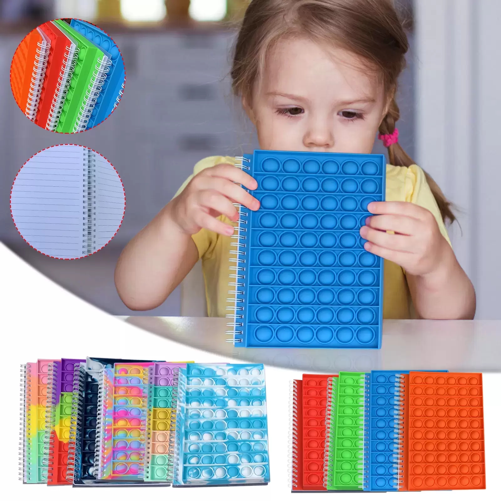 

Pop Its Push Bubble Fidget Toys Rainbow notebook Colorful Bag Sensory Squishy Stress Reliever Autism Needs Anti-stress Toy For Children Adult,50 pages
