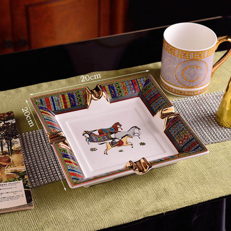 

High quality Ceramic Animal pattern Cigar Ashtray Porcelain Luxurious 2 Holder Home Desk Decor Festival Gift