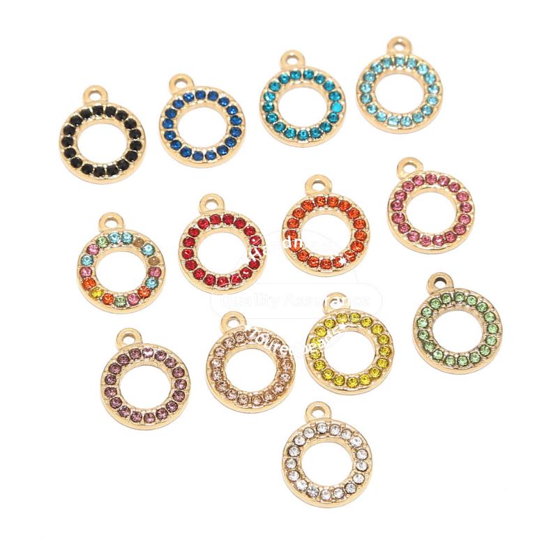 

Charms 5pcs Stainless Steel Hollow Circle Gold Birthdaystone Pendants For Earring Necklace Making, Bronze;silver