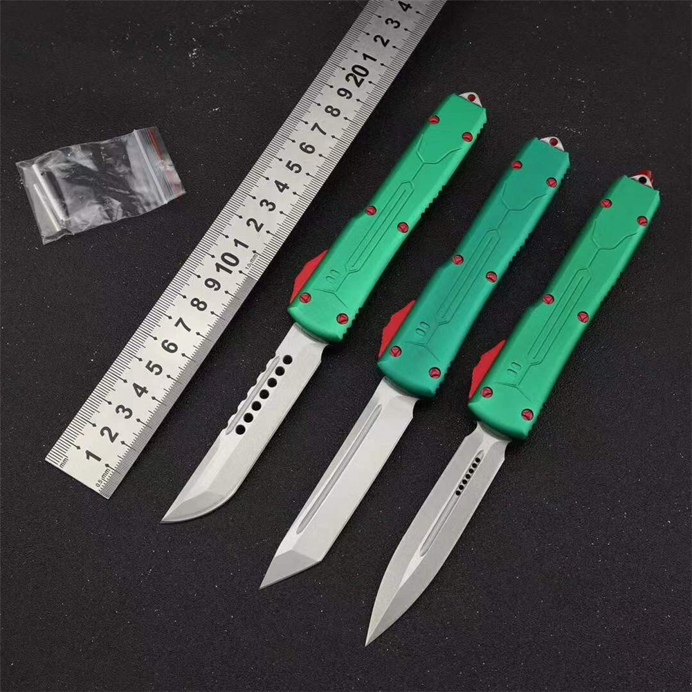 

AUTO Knife 3.46" High speed steel D2 Blade, Green Apocalyptic Aviation Aluminum Handle EDC Automatic Tactical Knives camping hiking fis