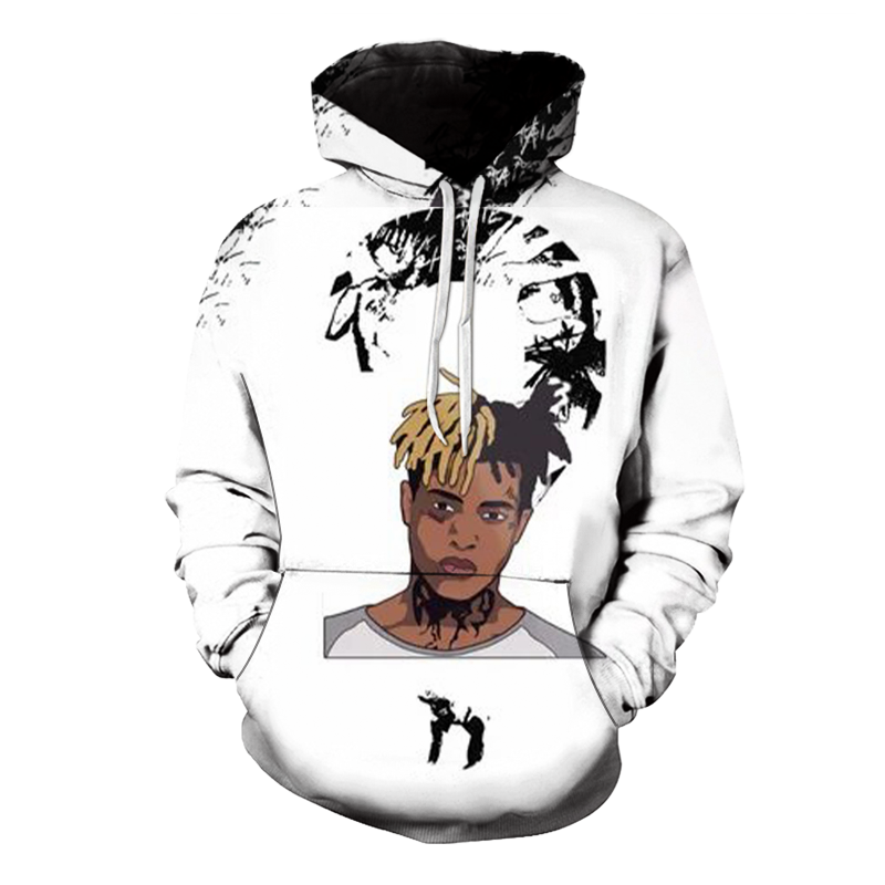 

3D Digital Rapper Printed Pattern Men's Print Hoodie Party Top Punk Gothic Round Neck High Quality Sweatshirt Hoodie, Black