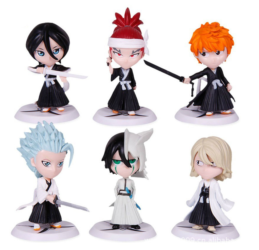

6pcs/set 7.5 cm BLEACH figurine figure with base Kurosaki Ichigo anime goods Children's gift