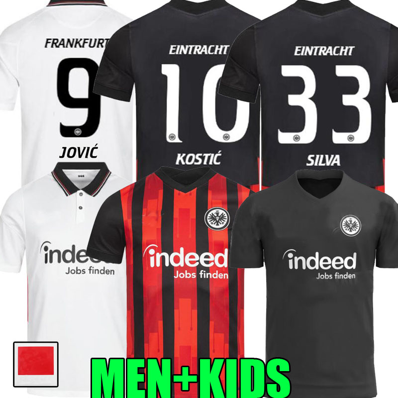 

21 22 Eintracht Frankfurt soccer jersey 2021 2022 Die Adler SOW SILVA KOSTIC JOVIC football uniform kids kit HASEBE KAMADA HINTEREGGER maillot de foot shirt, Away 1