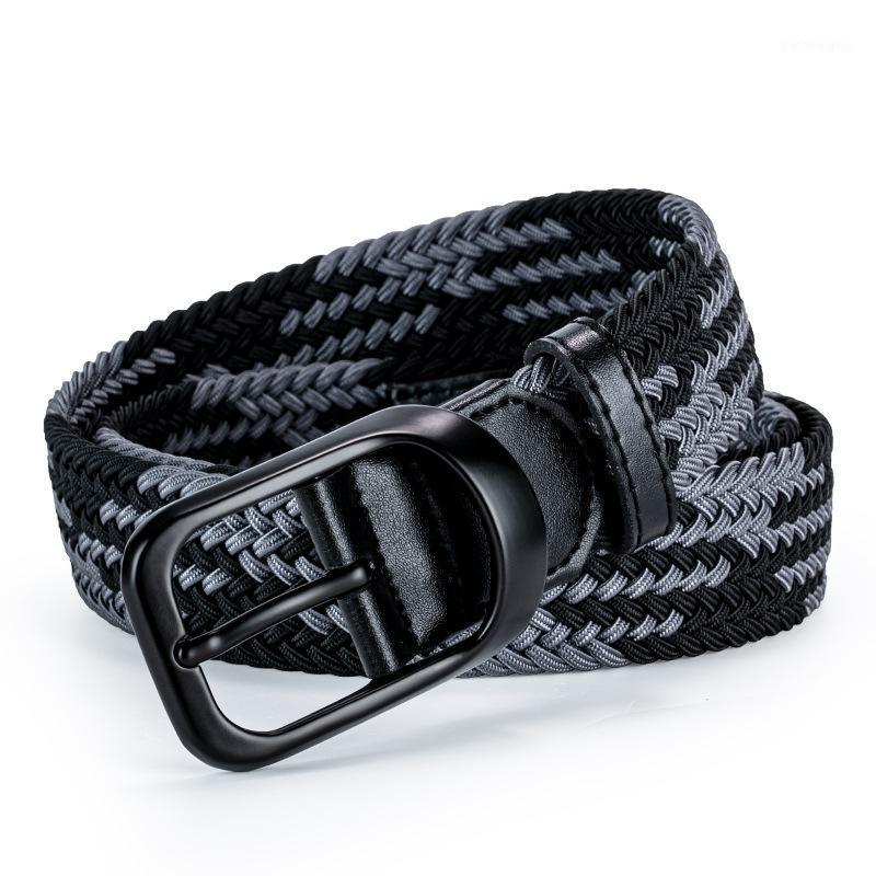 

Belts No Holes And Men's Woven Belt Elastic Canvas Women's Korean Versatile Student, Black;brown