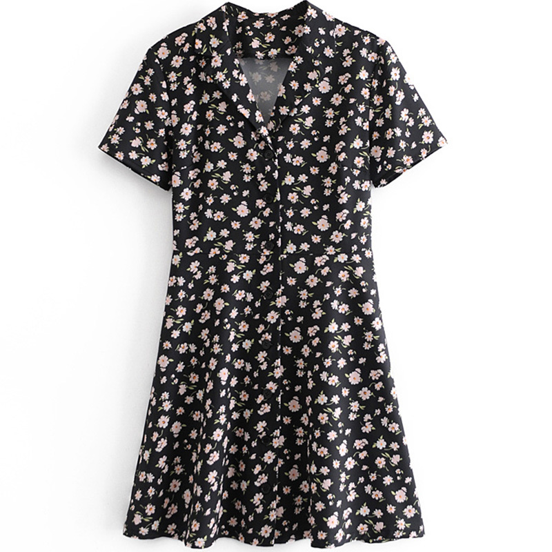 

Summer Mini Dress Women Short Sleeve Single Breasted Female Soft Casual Size  210524, As the photo