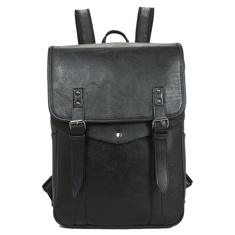 

Backpack Retro Men's Fashion Pu Student Business Laptop School Computer Bag, Black