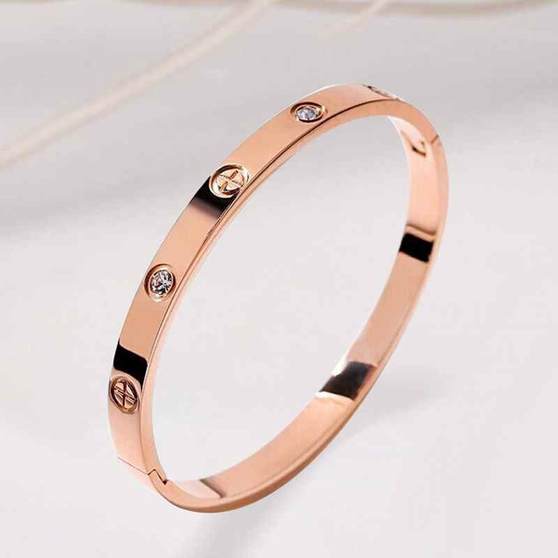 

2021 Stainless Steel Love Bracelets silver rose gold bracelet Bangles Women Men High Quality Cubic Zirconia Snap Designer Jewelry Wholesale