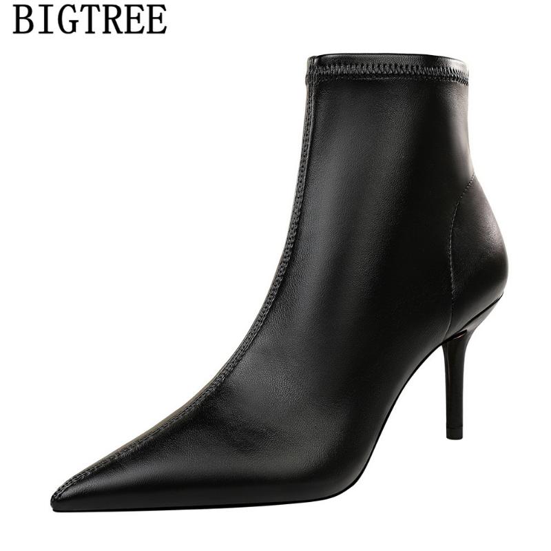 

Bigtree Shoes For Women Heels 2021 High Black Ankle Boots Female Bottine Femme Chaussure