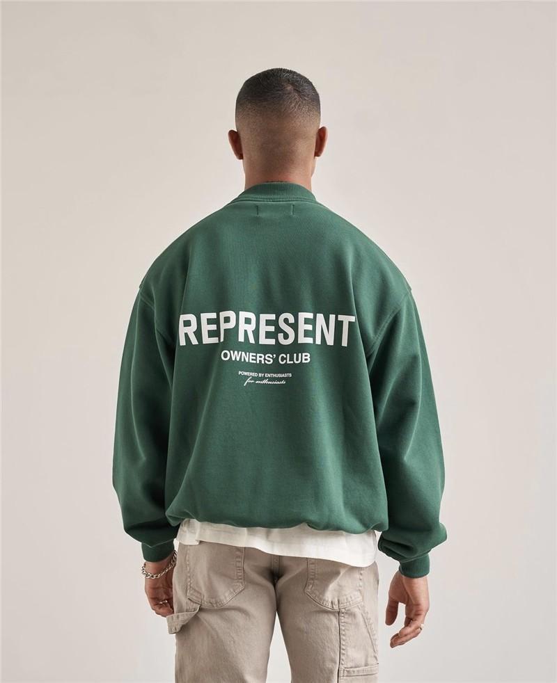

Men' Hoodies & Sweatshirts Green Represent OWNERS CLUB Men Women 1:1 High Quality Logo Slogan Printed Hoodie Oversized Crewneck
