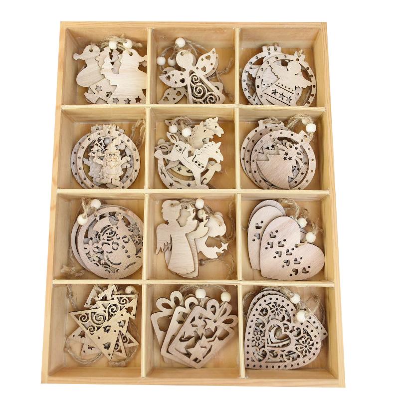 

Christmas Decorations 3pcs Wood Pendant Ornaments Tree Decoration DIY Wooden Crafts Hanging Kids Gift Home Decor Happy Year