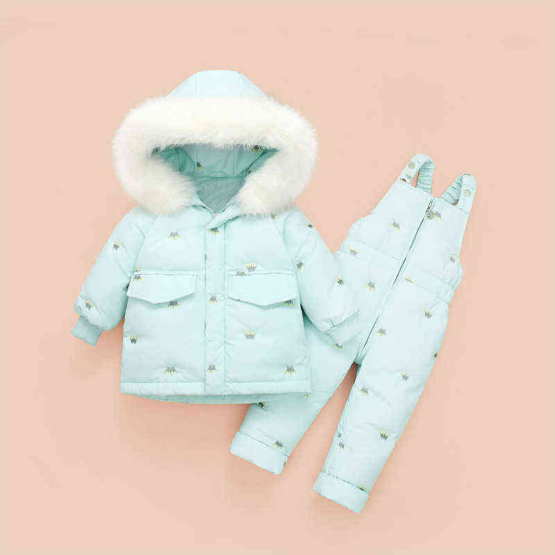 

Children Down Coat Jacket + jumpsuit Kids Toddler Girl Boy Clothes Down 2pcs Winter Outfit Suit Warm Baby Overalls Clothing Sets 211111, Bow pink