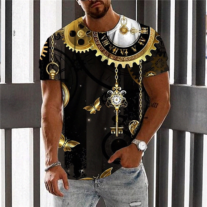 Men's Unisex T shirt 3D Print Graphic Prints Machine Crew Neck Street Daily Print Short Sleeve Tops Casual Designer Big and Tall Sports Black 2