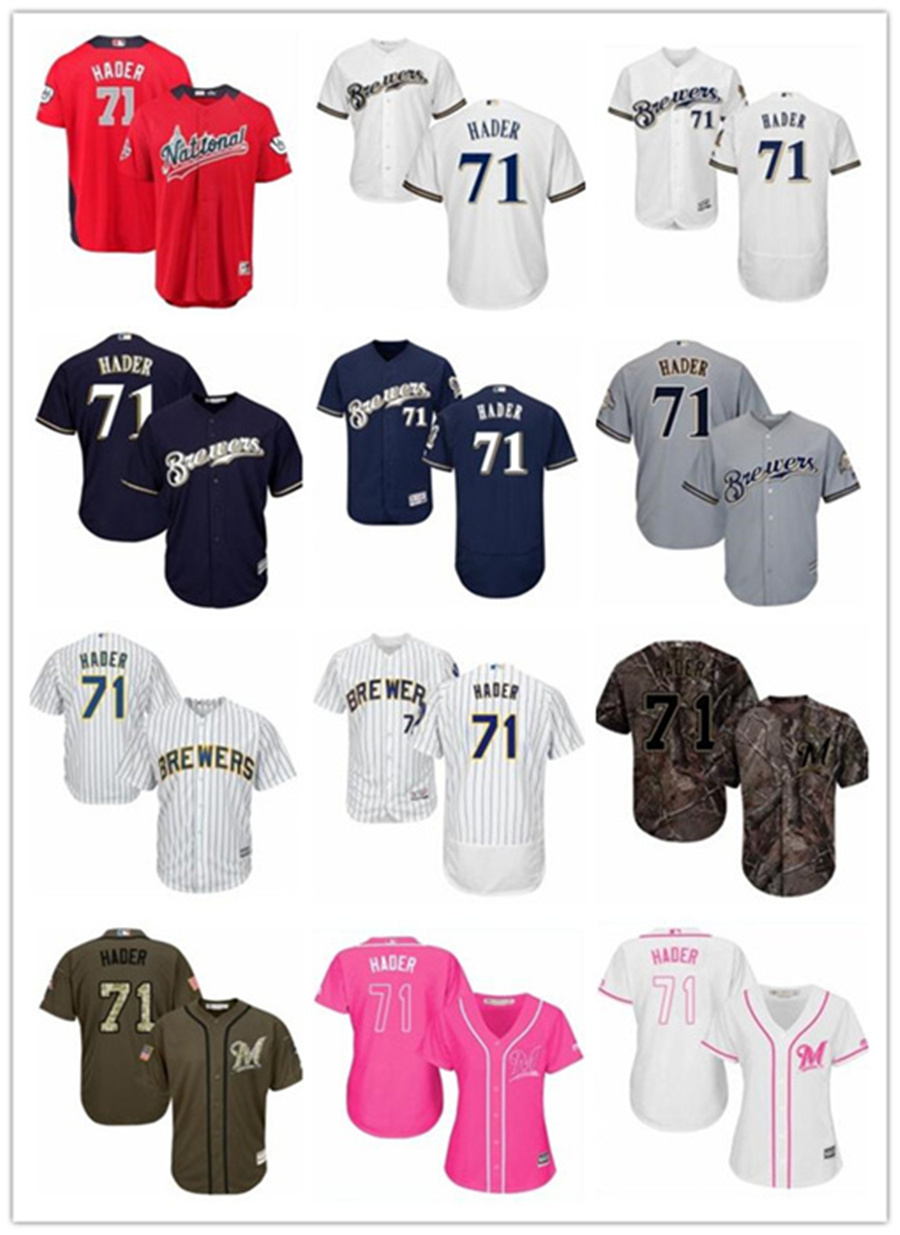 

Milwaukee men women youth Brewer yelley jersey 71 Josh Hader baseball wear red white size s, Black