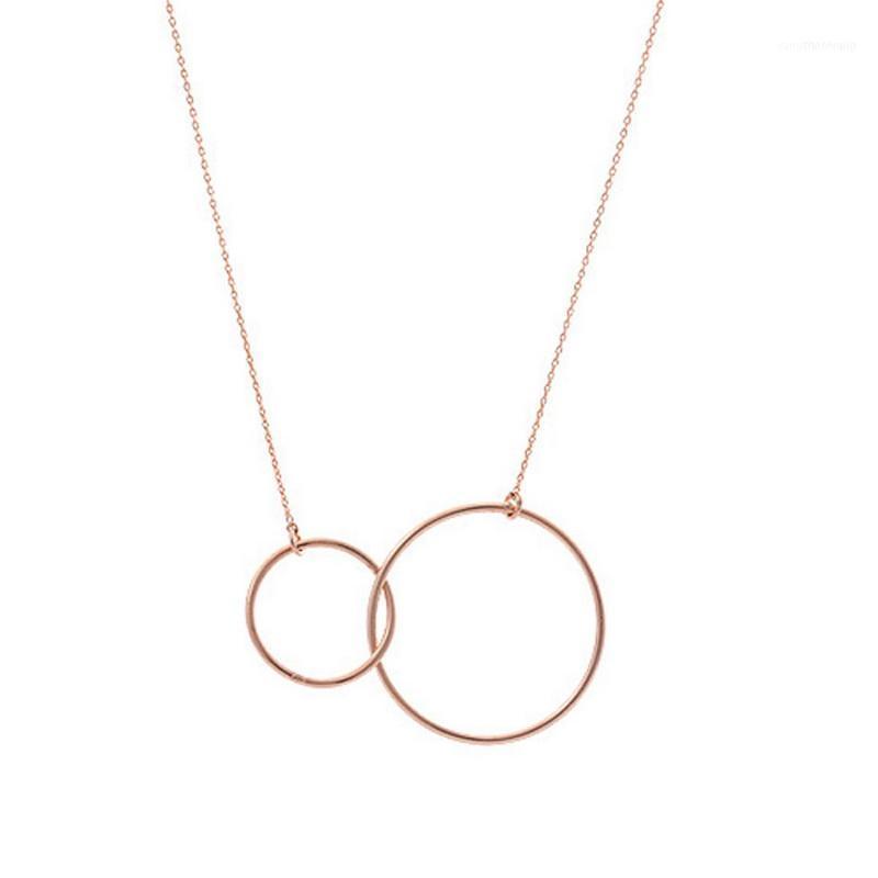 

Sterling Silver Jewelry Double Circles Round Choker Necklace Women Sterling-silver Necklaces & Pendants VNS80161