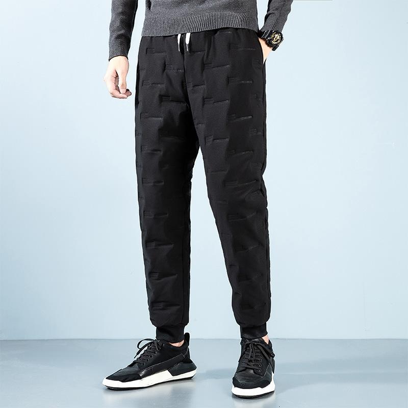 

Men's Pants Padded Jogger Winter Warm Quilting Trousers Elastic Waist Casual Sweatpants Male Sportive Outdoor, Black