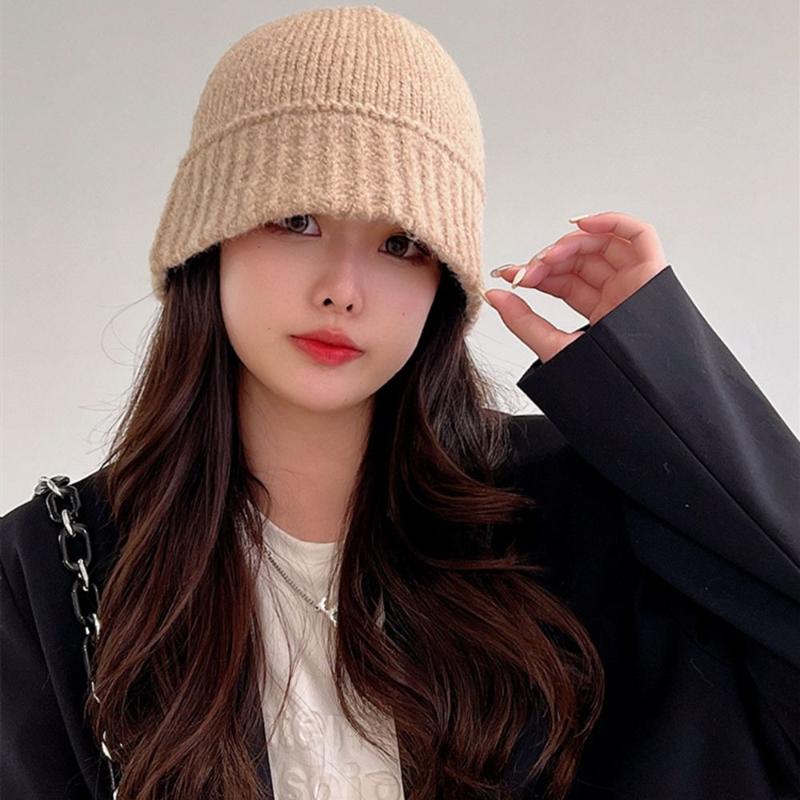 

Berets Winter Women Casual Knitting Bucket Hat Sun Cap Fisherman Panama, Black