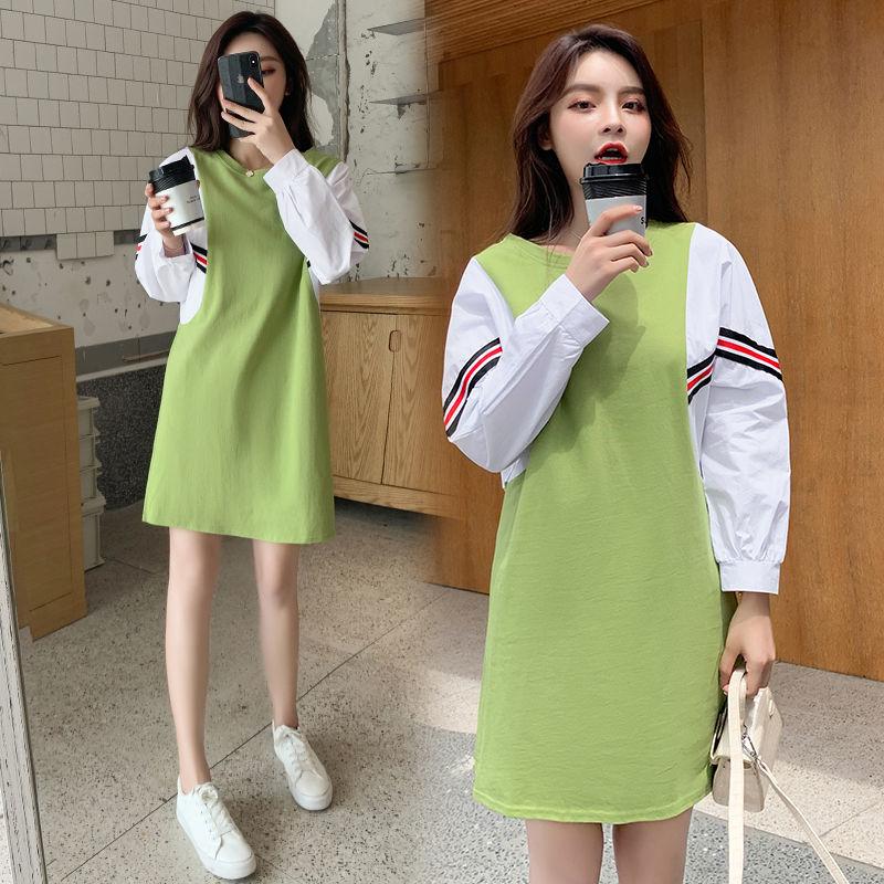 

Maternity Dresses 839# Dress Nursing Lactation Spring Autumn Long Sleeves O Neck Loose Stylish Pregnant Women Mom, White