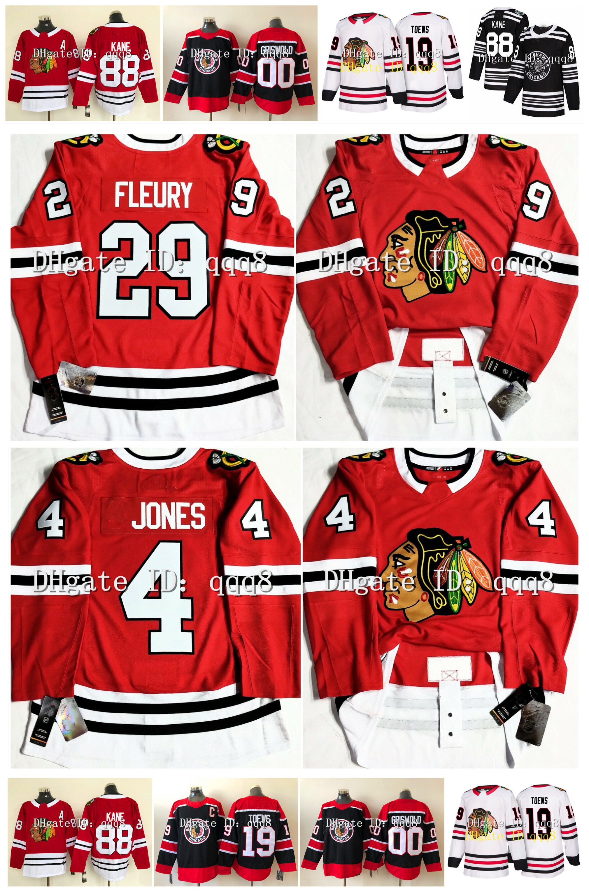 

Chicago Blackhawks Jersey 29 Marc-Andre Fleury 4 Seth Jones 19 Jonathan Toews 88 Patrick Kane 00 Clark Griswold 12 Alex DeBrincat Reverse Retro Hockey, As pic