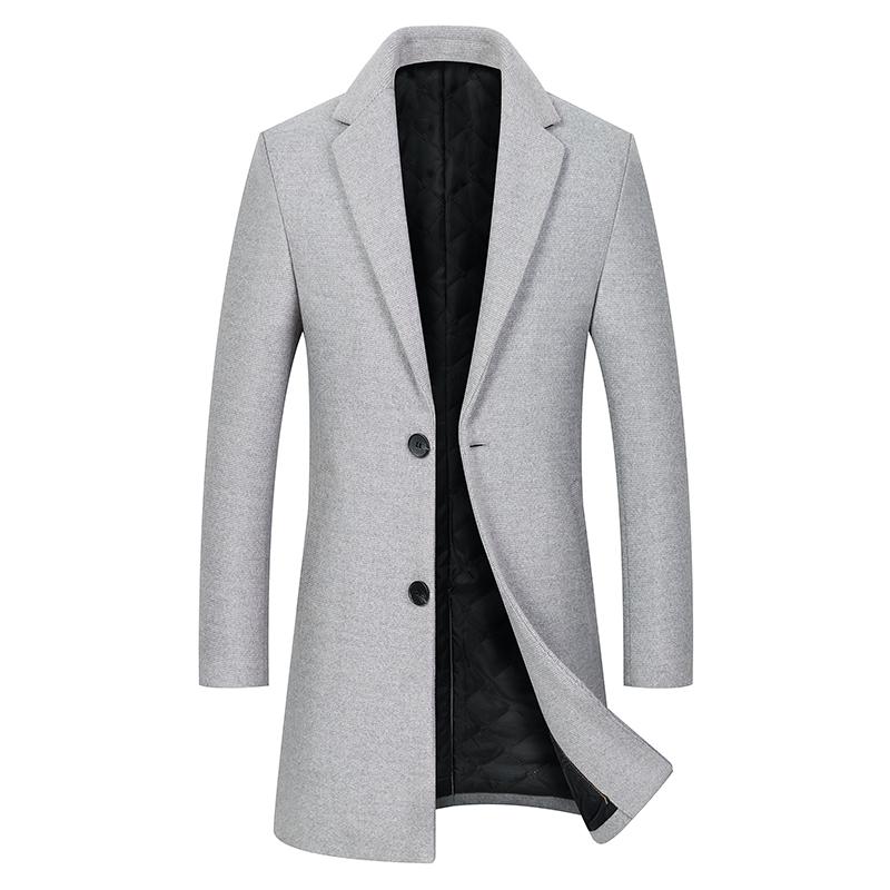 

Men's Wool & Blends High Quality Mens Coats Long Blend Overcoat Men Autumn Winter Causal Turn Down Collar Solid England Style, Black